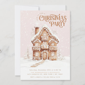 Invitation Maison en pain d'épices Élégante fête de Noël