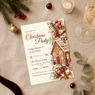 Invitation Maison en pain d'épices fantaisiste pour la fête d