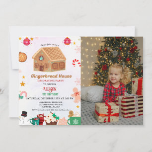 Invitation Maison en pain d'épices fête de décoration 1er ann