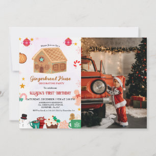 Invitation Maison en pain d'épices fête Décoration 1er Annive