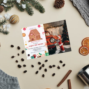 Invitation Maison en pain d'épices fête Décoration 1er Annive