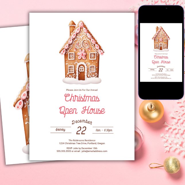 Invitation Maison en pain d'épices Noël Open House  (Créateur téléchargé)