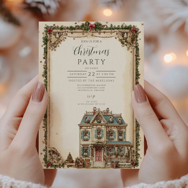 Invitation Maison festive d'hiver Célébration de Noël (Créateur téléchargé)