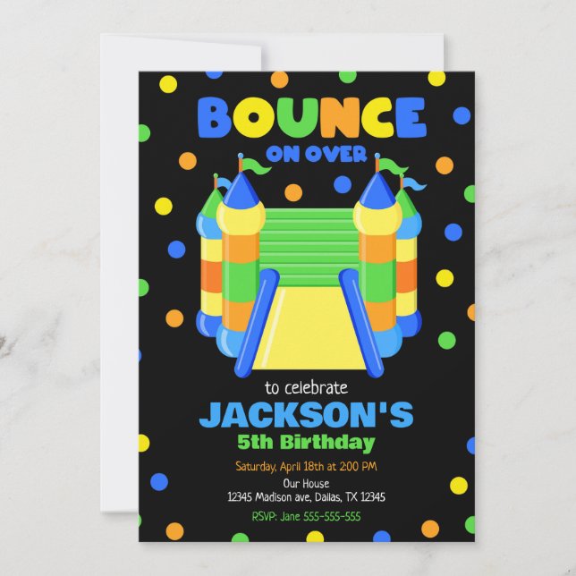 Invitation Maison gonflable Saut Fête d'anniversaire (Devant)