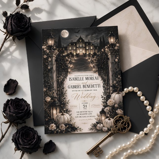 Invitation Maison gothique lunaire céleste de luxe Halloween (Créateur téléchargé)