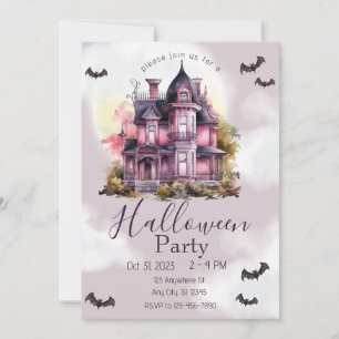 Invitation Maison gothique Vintage d'Halloween rose