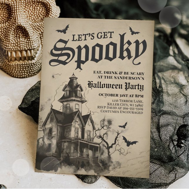 Invitation Maison Gothique vintage Hantée Halloween Parti Adu (Créateur téléchargé)