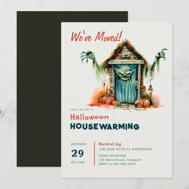 Invitation Maison Halloween Réchauffer Monstre Accueil Digs D (Devant / Derrière)