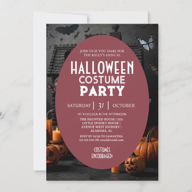Invitation  Maison Hantée Citrouille Costumes de Halloween Fê (Devant)