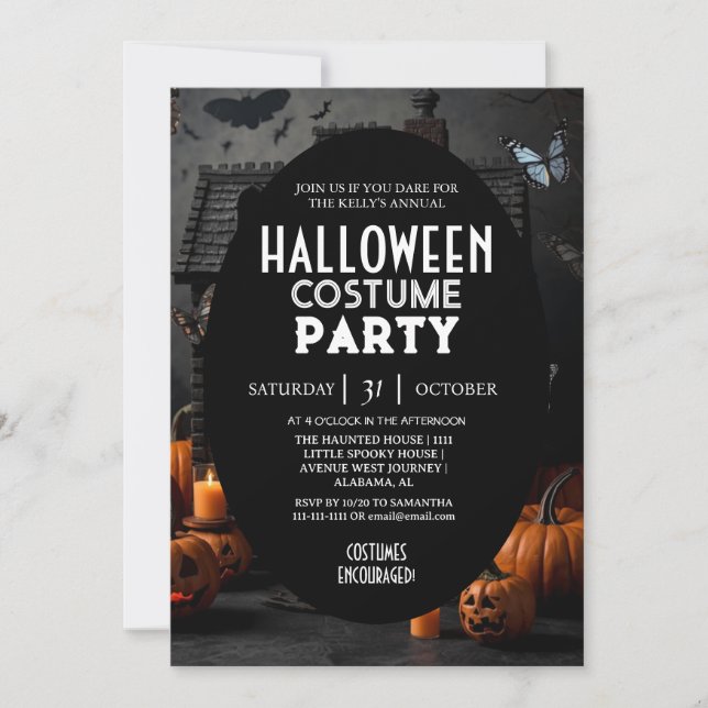 Invitation  Maison Hantée Citrouille Costumes de Halloween Fê (Devant)