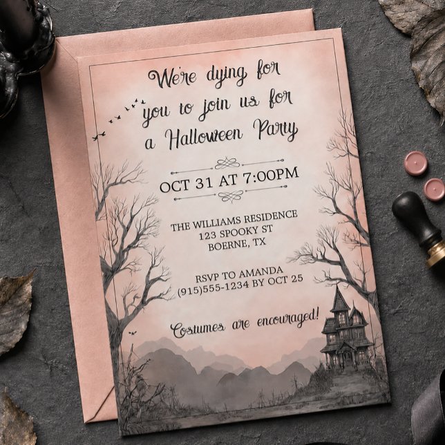 Invitation Maison hantée créative pour Halloween adulte (Creepy Haunted House Adult Halloween Invitation)