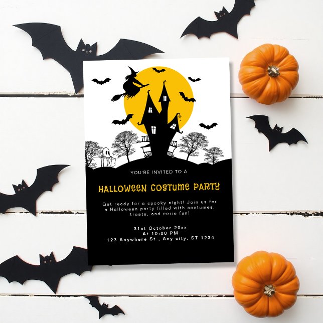 Invitation Maison hantée de sorcière Fête Halloween Orange &  (Créateur téléchargé)
