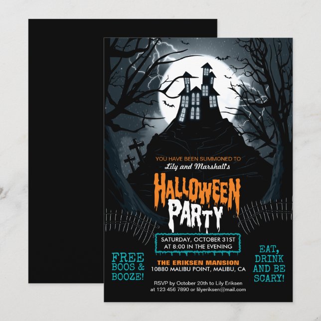 Invitation Maison Hantée déplaisante Halloween Fête Invitatio (Devant / Derrière)