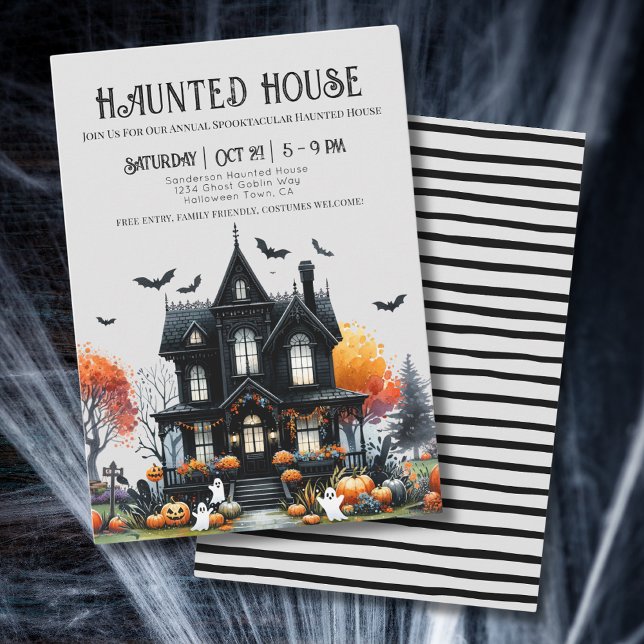 Invitation Maison hantée d'Halloween éffrayant (Spooky Halloween Haunted House Invitation)