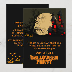 Invitation Maison hantée effrayante et fête d'Halloween sous 