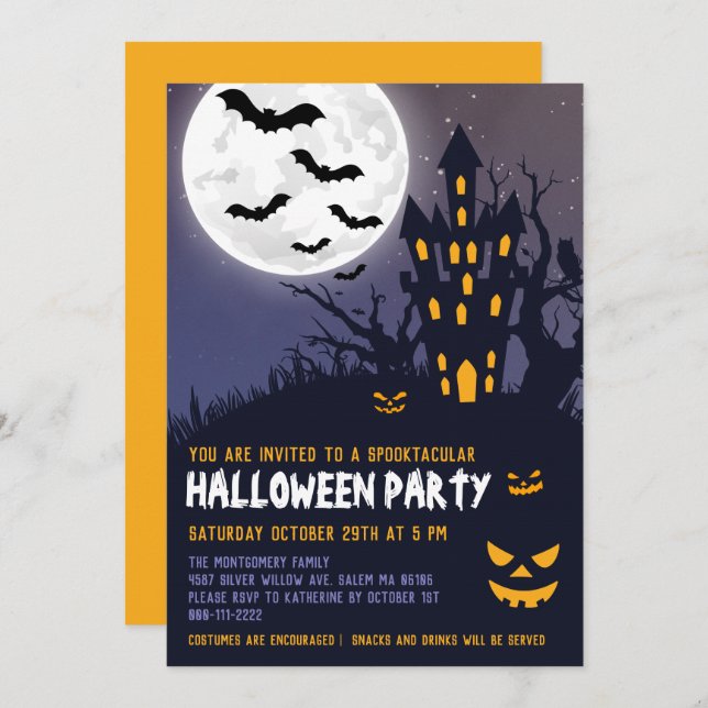 Invitation Maison Hantée éffrayante Halloween Costume pour en (Devant / Derrière)
