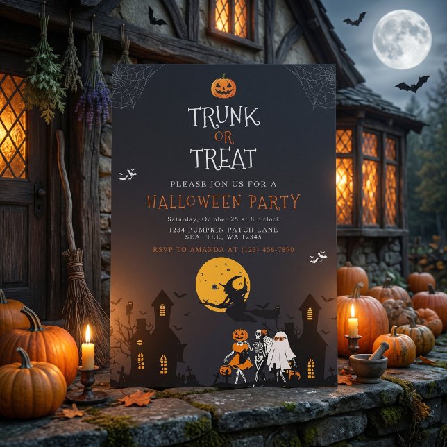 Invitation Maison hantée effrayante Trunk or Treat Halloween (Créateur téléchargé)