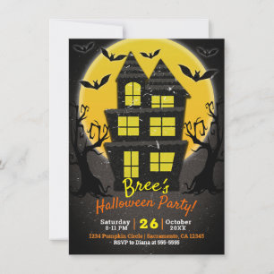 Invitation Maison Hantée et Arbres Effrayants Soirée d'Hallow