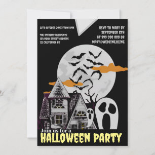 Invitation Maison hantée et chauves-souris volantes Invitatio