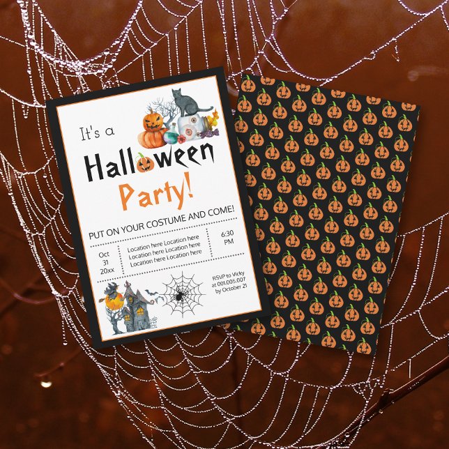 Invitation Maison hantée et Halloween éléments costume fête (Créateur téléchargé)