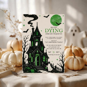 Invitation Maison hantée gothique Halloween Sorcière Verte