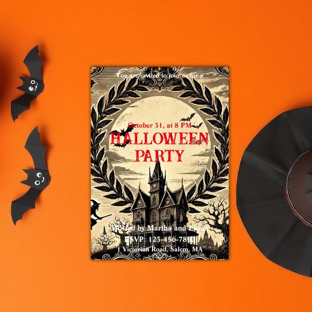 Invitation Maison hantée gothique Parti d'Halloween victorien (Gothic Haunted House Victorian Halloween Party Invitation)