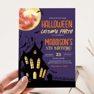 Invitation Maison hantée Halloween Anniversaire Costume fête
