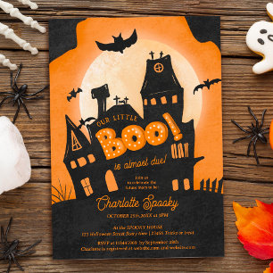 Invitation Maison hantée Halloween petit baby shower de livre