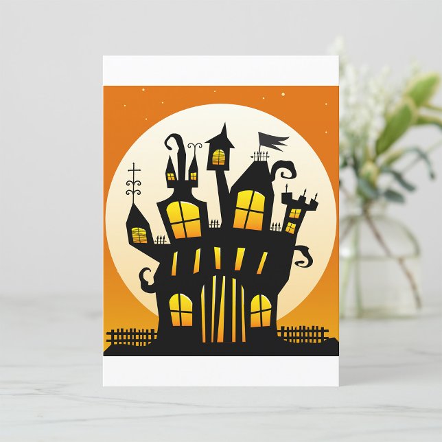 Invitation Maison hantée Halloween Silhouette Pleine Lune (Créateur téléchargé)