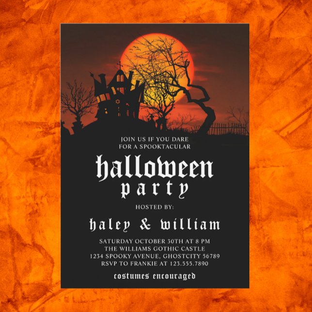Invitation Maison Hantée Lune Spooktacular Fête d'Halloween (Créateur téléchargé)