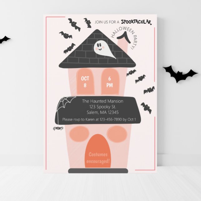 Invitation Maison hantée mignonne pour enfants fête d'Hallowe (Créateur téléchargé)