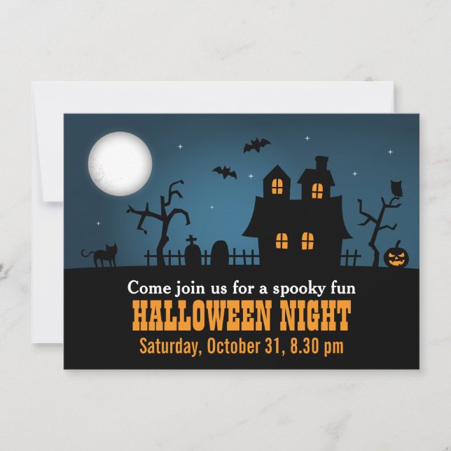 Invitation Maison Hantée Moderne Soirée Halloween Épouvante (Devant)