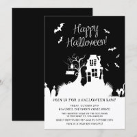 Maison hantée noire et blanche Fête d'Halloween