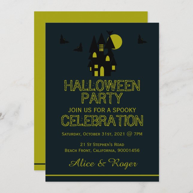 Invitation Maison hantée, Parti d'Halloween (Devant / Derrière)