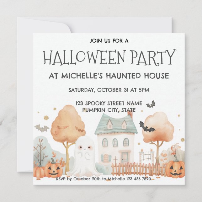 Invitation Maison hantée pour enfants Halloween Party (Devant)