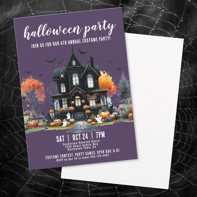 Invitation Maison Hantée Soirée Annuelle d'Halloween (Haunted House Annual Halloween Party Invitation)