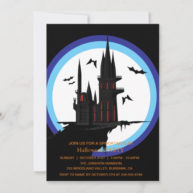 Invitation Maison hantée sombre Spooktacular Fête d'Halloween (Devant)