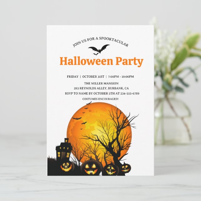 Invitation Maison Hantée Sombre Spooktacular Fête d'Halloween (Debout devant)