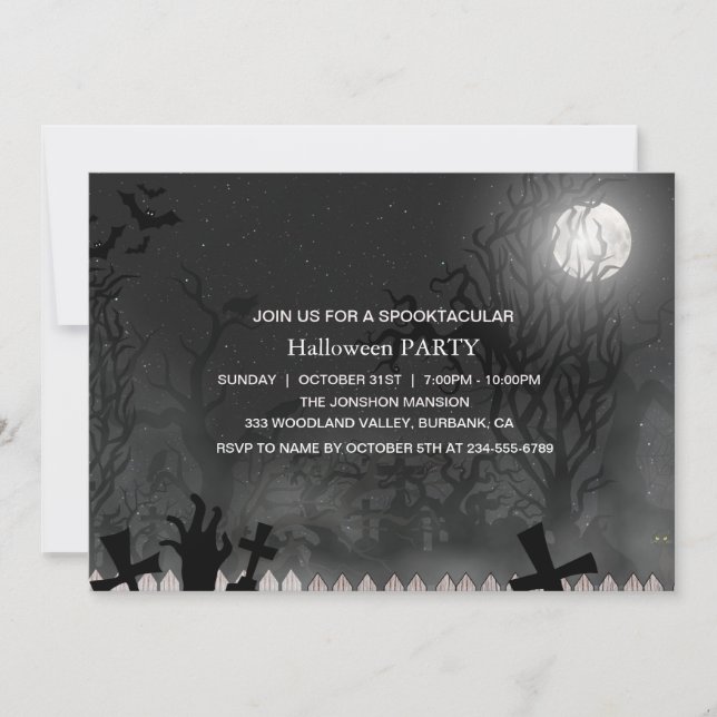 Invitation Maison hantée sombre Spooktacular Fête d'Halloween (Devant)