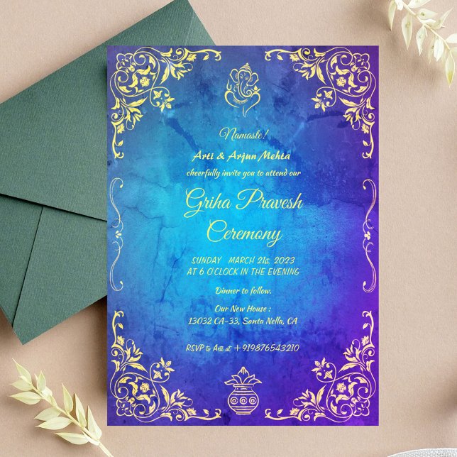 Invitation Maison hindou Réchauffement Griha Pravesh (Créateur téléchargé)