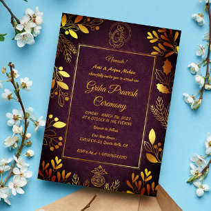 Invitation Maison hindou Réchauffement Griha Pravesh