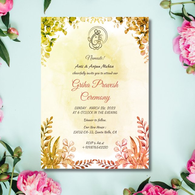 Invitation Maison hindou Réchauffement Griha Pravesh (Créateur téléchargé)