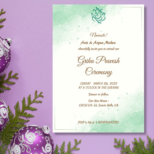 Invitation Maison hindou Réchauffement Griha Pravesh (Créateur téléchargé)