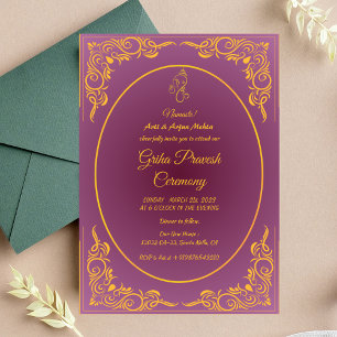 Invitation Maison hindou Réchauffement Griha Pravesh