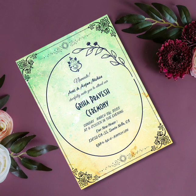 Invitation Maison hindou Réchauffement Griha Pravesh (Créateur téléchargé)