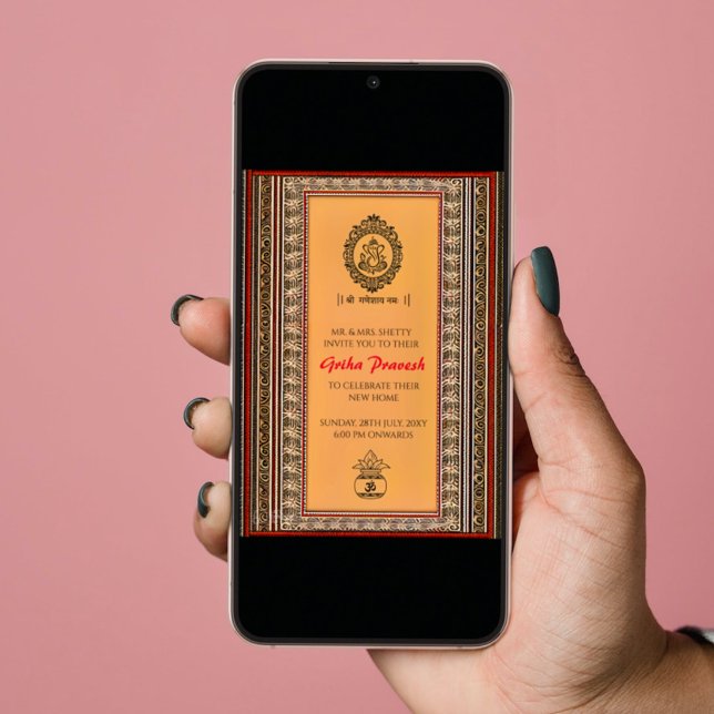 Invitation Maison hindou Réchauffement Griha Pravesh Invitati (Créateur téléchargé)
