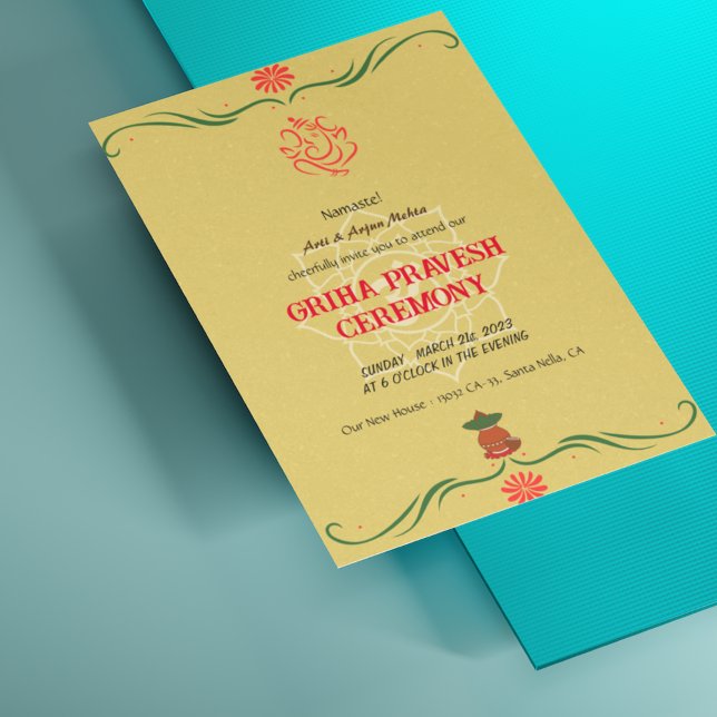 Invitation Maison hindou Réchauffement Griha Pravesh Invitati (Créateur téléchargé)