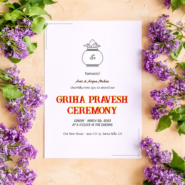 Invitation Maison hindou Réchauffement Griha Pravesh Minimal (Créateur téléchargé)