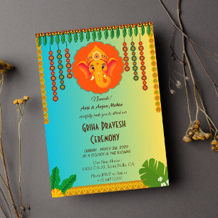 Invitation Maison hindoue indienne Réchauffer Griha Pravesh