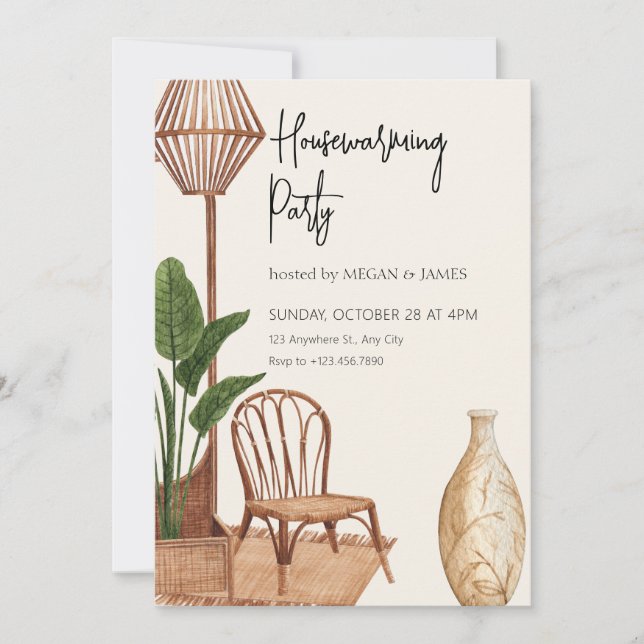 Invitation Maison intérieure boho rustique (Devant)